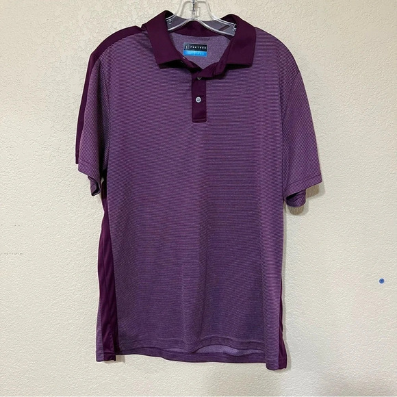 PGA Tour Maroon Stripe Short sleeve size Large Polo - Picture 3 of 10